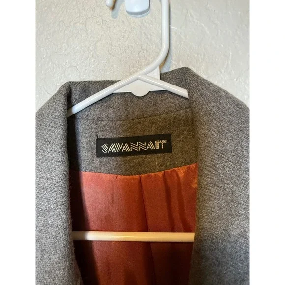 Vintage Savannah Gray Wool Blazer Size 14 Gold Button Career Coat - Picture 2 of 4